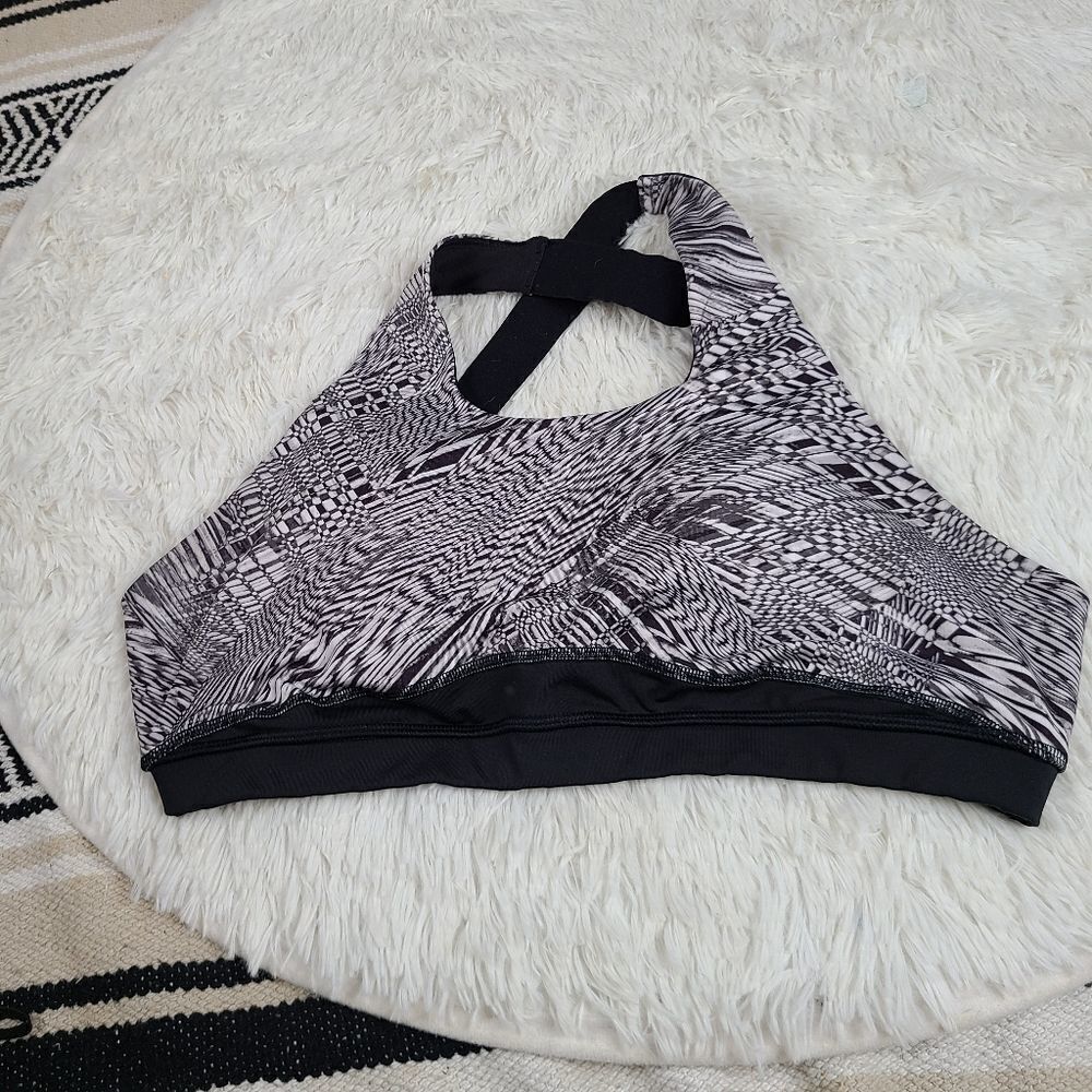 361 Women Sport Bra Size S Wireless Lined Gray Black One Degree Beyond